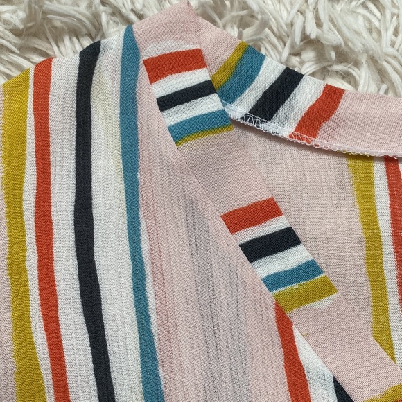 🎉HP🎉 I Joah Tie Hem Button Down Blouse 💗 Pink & Multi - Picture 10 of 13